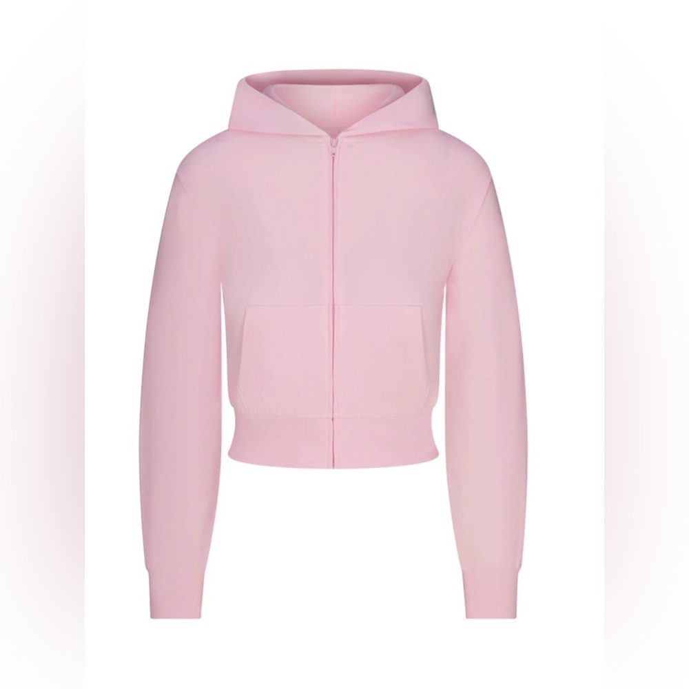 SKIMS COTTON JERSEY ZIP UP HOODIE | CHERRY BLOSSOM (SMALL)